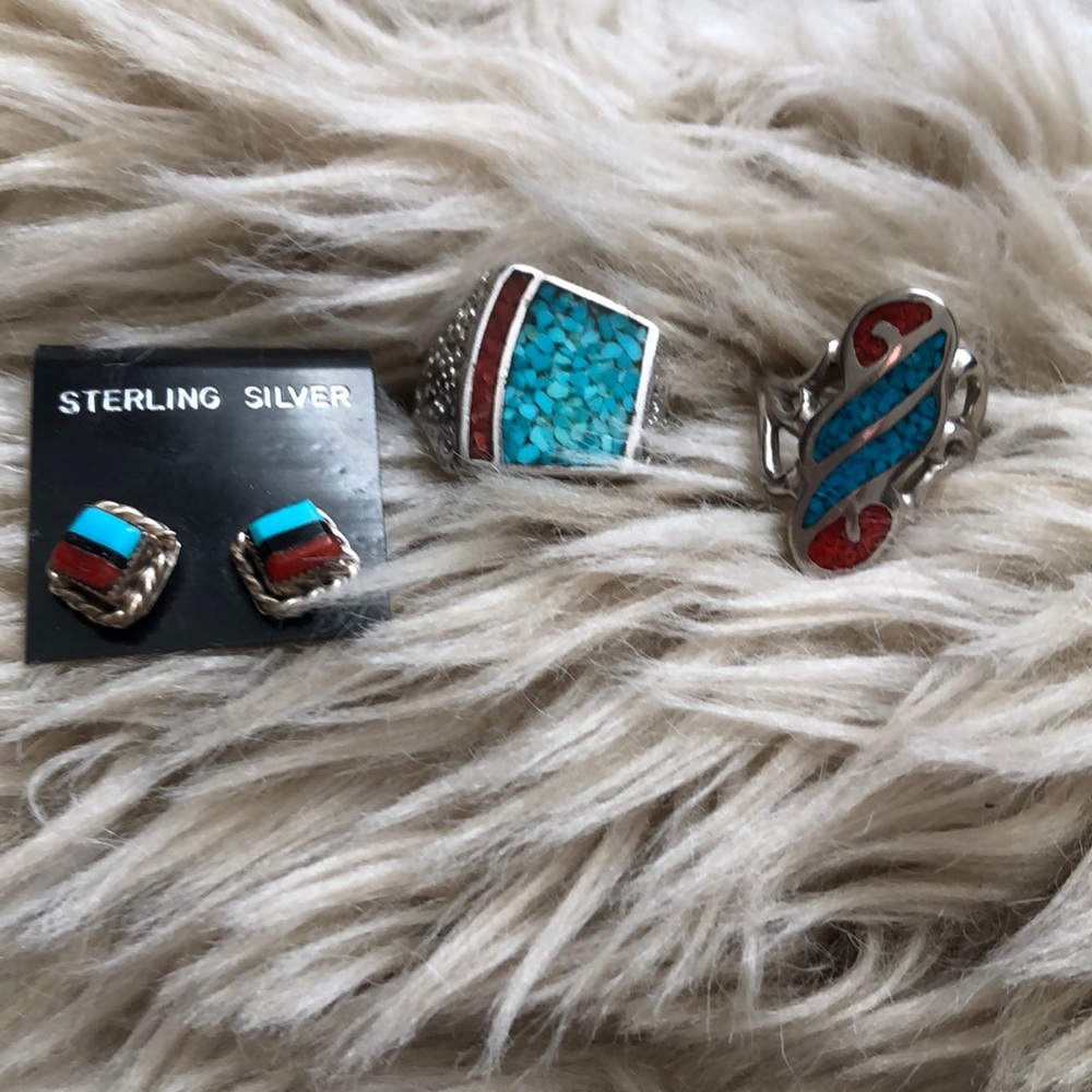 Sterling Silver- Turquoise Rings-Earrings